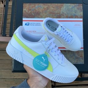 Puma Carina White Sunny Lime Women’s US 8.5